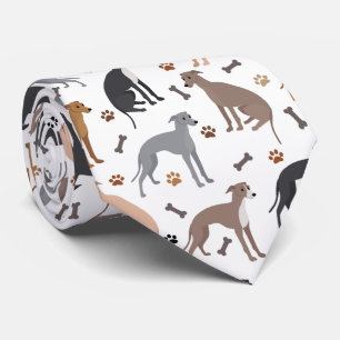 Italienische Greyhound Dog Bones und Paws Neck Tie Krawatte
