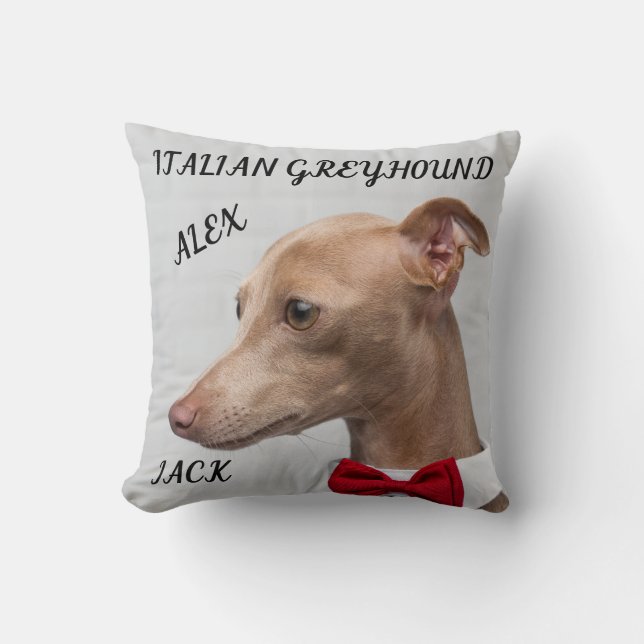 ITALIENISCHE GREYHOUND DURCH PILLOW MIT NAMEN/NACH KISSEN (Vorderseite)