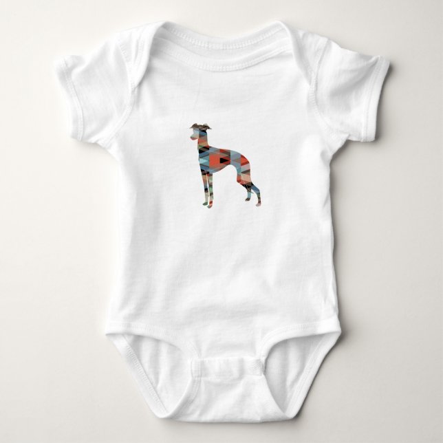Italienische Greyhound Geo Pattern Silhouette - Ka Baby Strampler (Vorderseite)