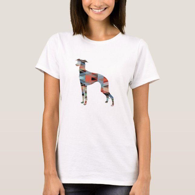 Italienische Greyhound Geo Pattern Silhouette - Ka T-Shirt (Vorderseite)