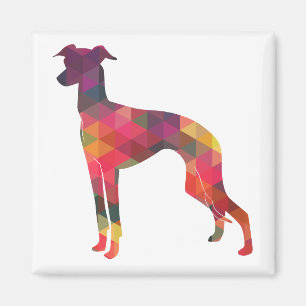 Italienische Greyhound Geo Pattern Silhouette - Mu Magnet