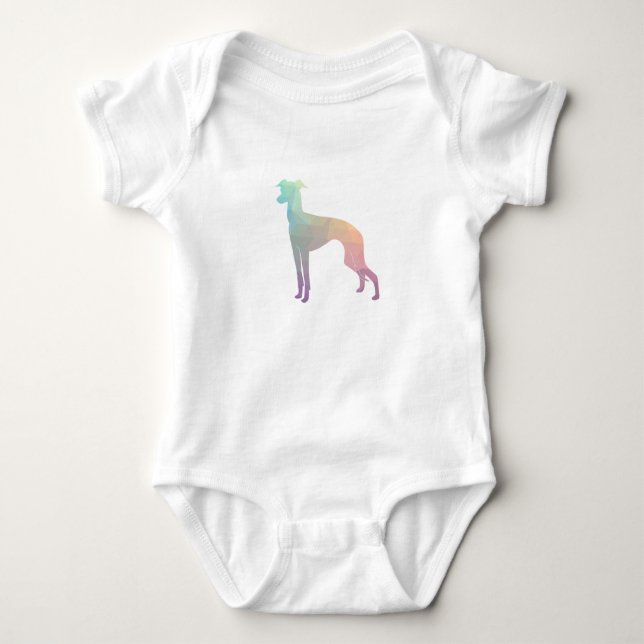 Italienische Greyhound Geo Pattern Silhouette - Pa Baby Strampler (Vorderseite)