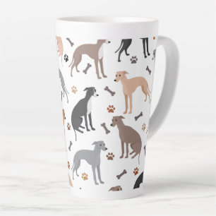 Italienische Greyhound Hunde Knochen und Paws Latt Milchtasse