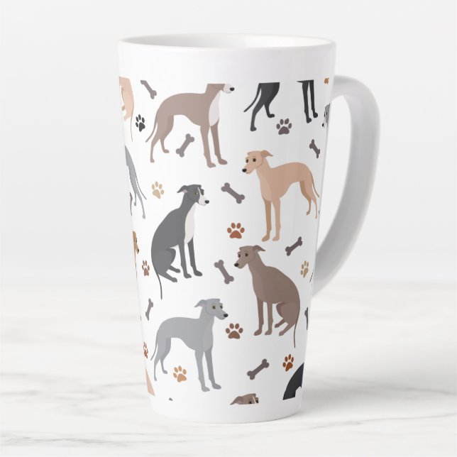 Italienische Greyhound Hunde Knochen und Paws Latt Milchtasse (Rechte Ecke)