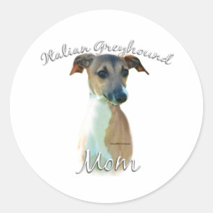 Italienische Greyhound-Mama 2 Runder Aufkleber