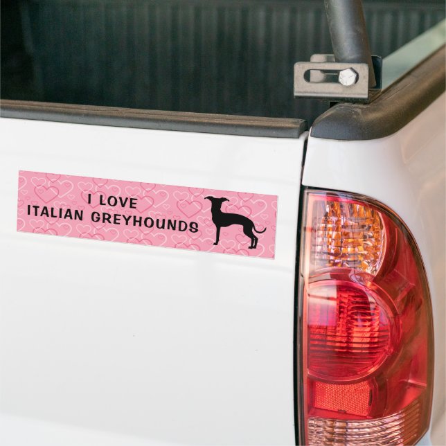 Italienische Greyhound-Silhouette auf rosa Herzmus Autoaufkleber (Auf Lkw)