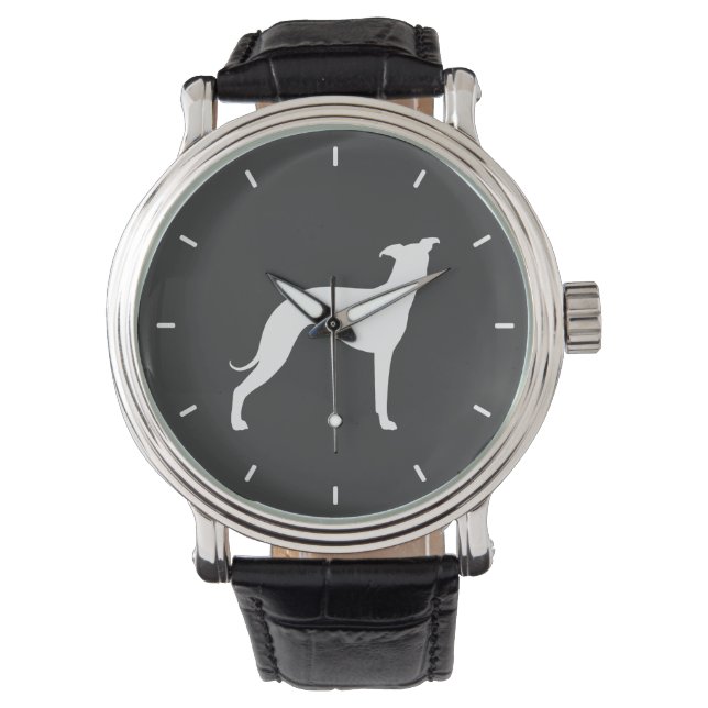 Italienische Greyhound-Silhouette Iggy Dog Wrist W Armbanduhr (Vorderseite)