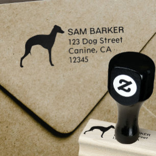 Italienische Greyhound Silhouette Iggy Rücksendead Gummistempel