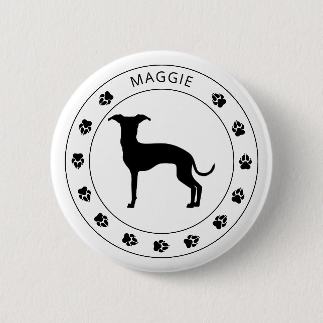 Italienische Greyhound-Silhouette mit Pasten und T Button (Vorderseite)