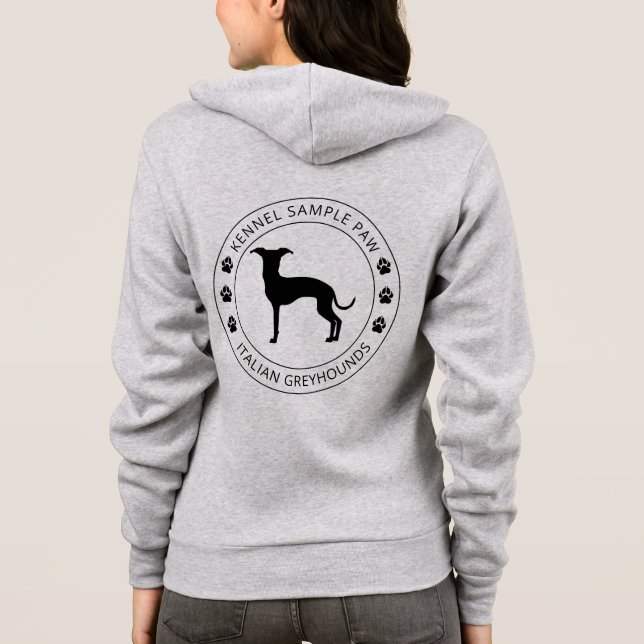 Italienische Greyhound-Silhouette mit Pasten und T Hoodie (Rückseite)