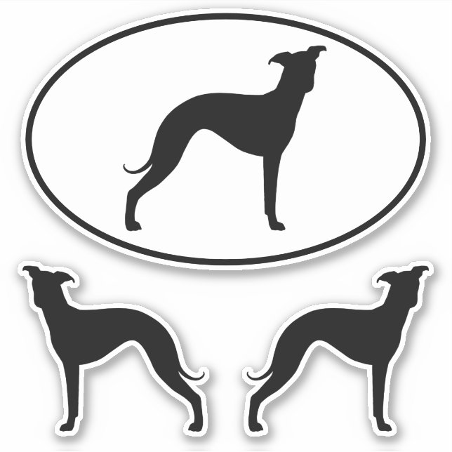 Italienische Greyhound-Silhouetten Vinyl Sticker S (Vorderseite)
