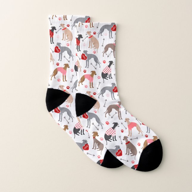 Italienische Greyhound Valentine Pattern Socken (Paar)