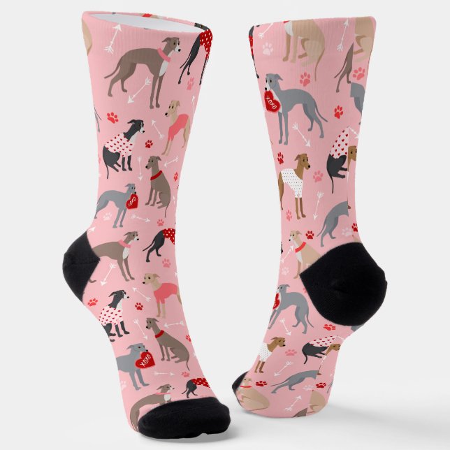 Italienische Greyhound Valentine Socken (Gewinkelt)