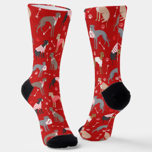 Italienische Greyhound Valentine Socken