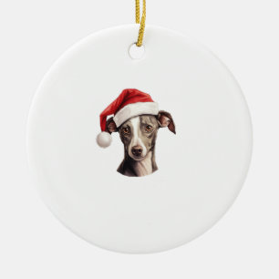 Italienische Greyhound Weihnachtsmannmütze Weihnac Keramik Ornament