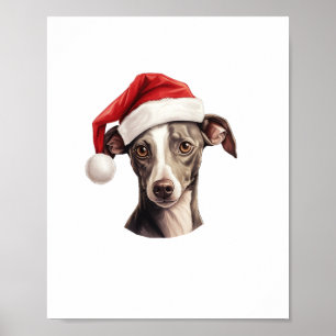 Italienische Greyhound Weihnachtsmannmütze Weihnac Poster
