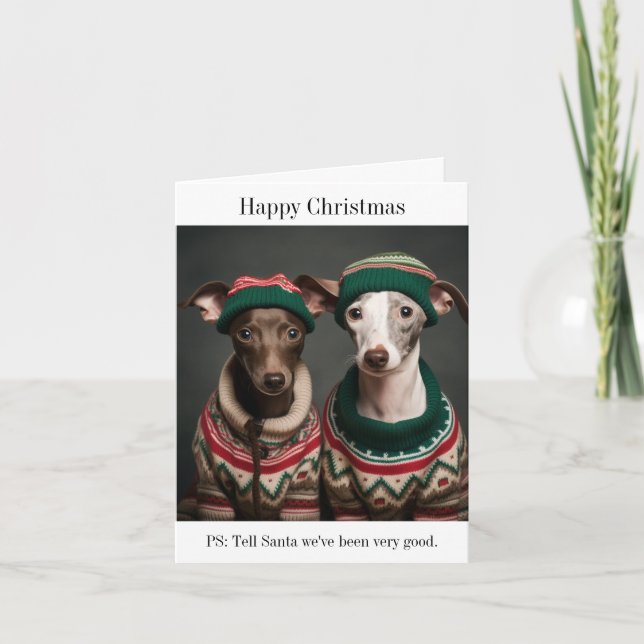 Italienische Greyhound Welpen Weihnachtskarte Karte (Vorderseite)