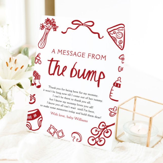 Italienische Hand hat eine Nachricht vom Bump-Zeic Sockelschild (Italian Hand Drawn A Message From The Bump Sign)