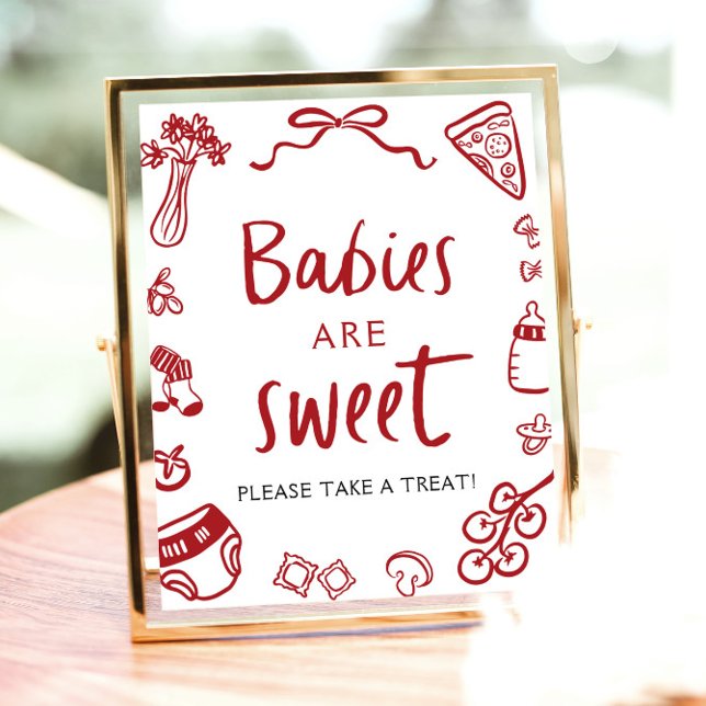 Italienische handgezeichnete Babys sind süß nehmen Poster (Italian Hand Drawn Babies Are Sweet Take a Treat Sign)