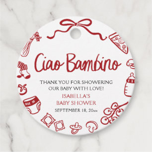 Italienische Handgezogene Pizza Ciao Bambino Babyd Geschenkanhänger
