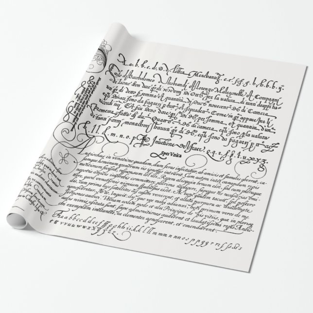 Italienische Handschrift Kalligrafie Vintag Art Geschenkpapier (Ungerollt)