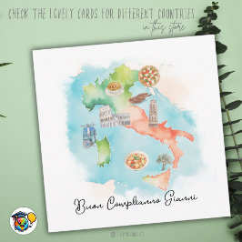 Italienische Happy Birthday Card, Buon Compleanno  Feiertagskarte