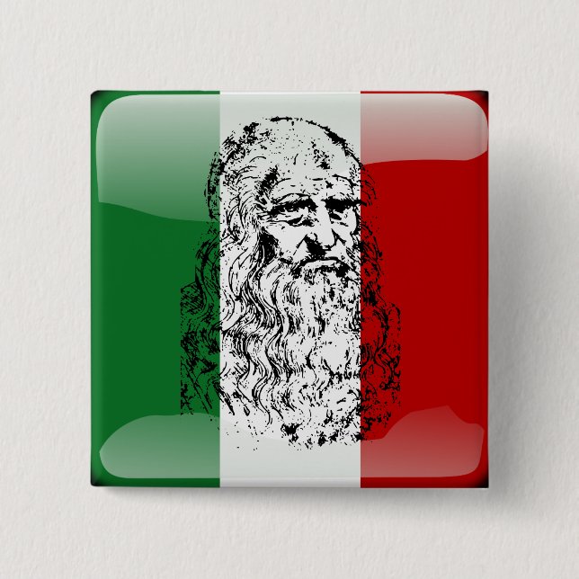 Italienische Hochglanzflagge Button (Vorderseite)