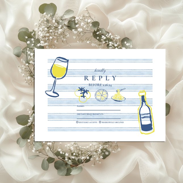 Italienische Hochzeit mit handgezogenen Lebensmitt RSVP Karte (Von Creator hochgeladen)