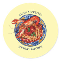Italienische Hummer-Pasta, sizilianische Maiolica-