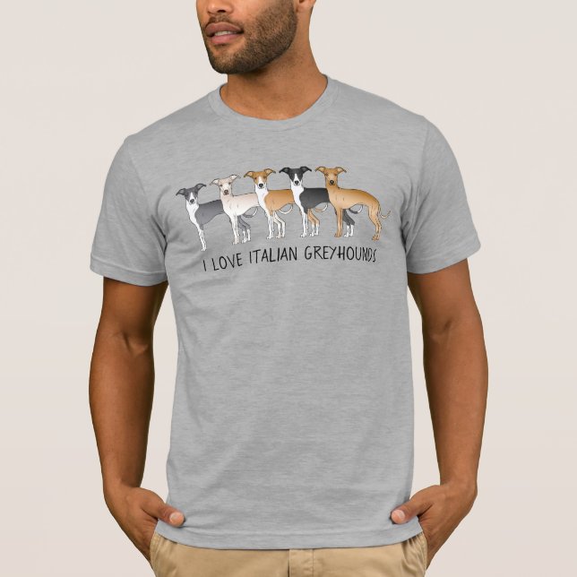 Italienische Hunde-Cartoon-Hunde mit individuellem T-Shirt (Vorderseite)
