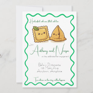 Italienische indische Ravioli Samosa Hochzeitsankü Einladung