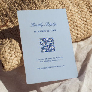 Italienische kalte blaue Hochzeits-RSVP-Karte Qr-C Begleitkarte