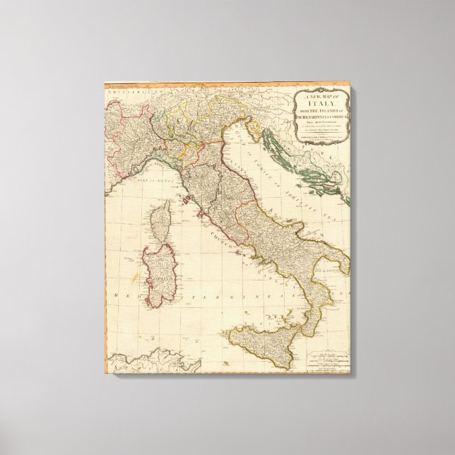 Italienische Karte Atlas Leinwanddruck (Vorderseite)