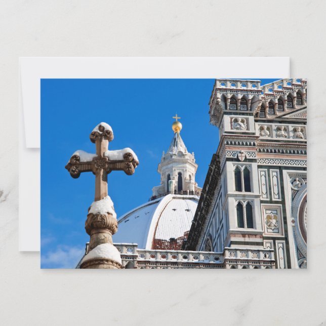 Italienische Kathedrale im Schnee bedeckt Feiertagskarte (Vorderseite)