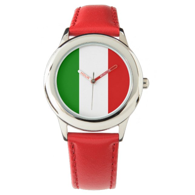 Italienische Kinderuhr - Die Flagge Italiens Armbanduhr (Vorderseite)