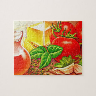 Italienische Kochzutaten Tomaten/Paradeiser und Ba Puzzle