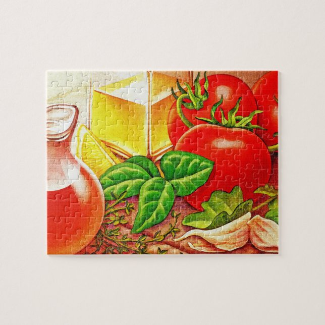Italienische Kochzutaten Tomaten/Paradeiser und Ba Puzzle (Horizontal)