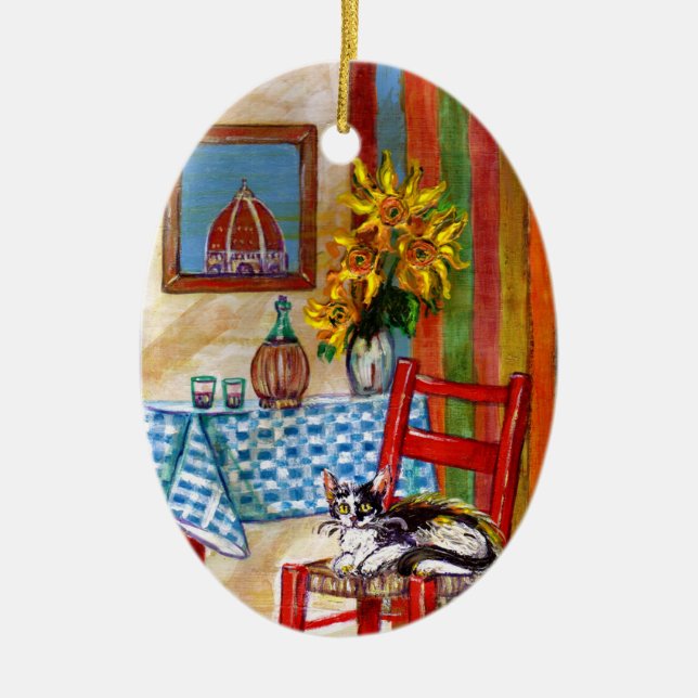 ITALIENISCHE KÜCHE im FLORENZ-Rot-Rubin Keramik Ornament (Vorne)