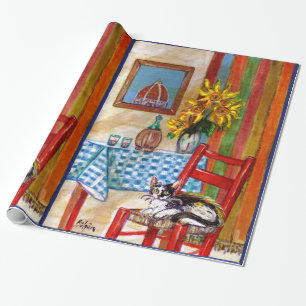 ITALIENISCHE KÜCHE IN FLORENZ, SONNENBLUMEN UND CA GESCHENKPAPIER