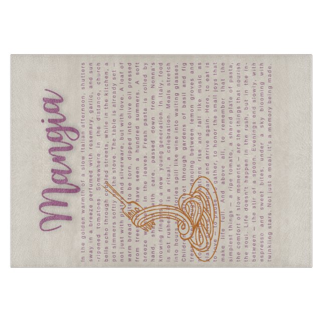 Italienische Küche Wand Kunst | "Mangia" - Lebensm Schneidebrett (Vorderseite)