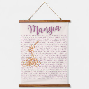 Italienische Küche Wand Kunst   "Mangia" - Lebensm Wandteppich Mit Holzrahmen