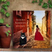 Italienische Kunst Romantische Dame in Roter Tile
