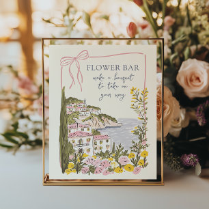 Italienische Küsten-Hochzeitsdusche Blumenbar Poster
