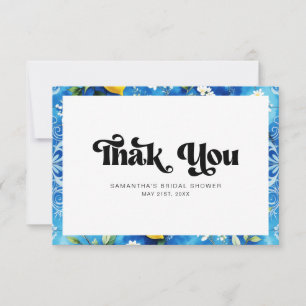 Italienische Küstenblaue-Aquarell-Limonen-Brautpar Dankeskarte