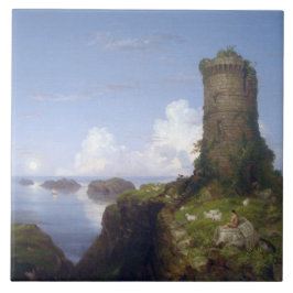 Italienische Küstenlandschaft mit Ruinenturm Fliese