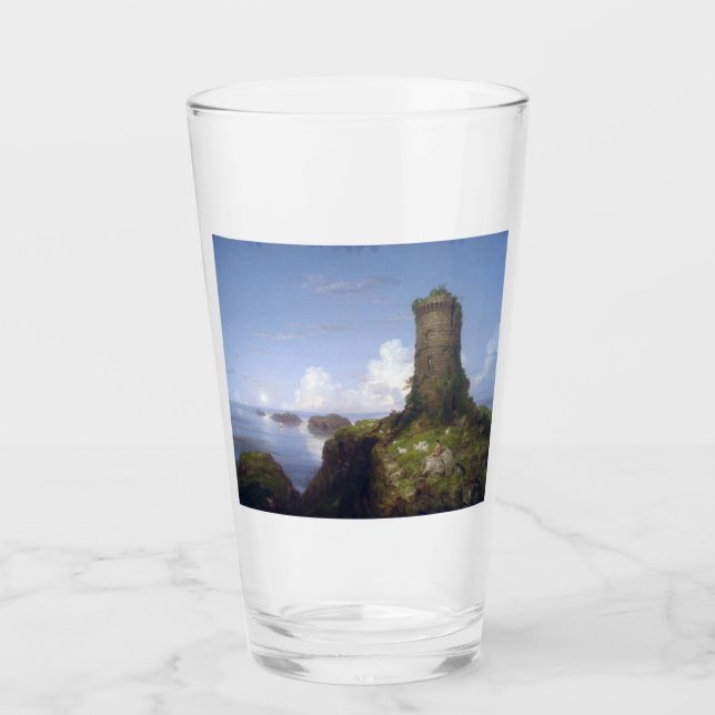 Italienische Küstenlandschaft mit Ruinenturm Glas (Vorderseite)