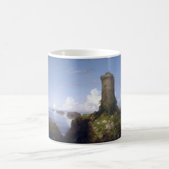 Italienische Küstenlandschaft mit Ruinenturm Kaffeetasse (Mittel)