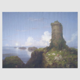 Italienische Küstenlandschaft mit Ruinenturm Seidenpapier