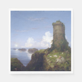 Italienische Küstenlandschaft mit Ruinenturm Serviette