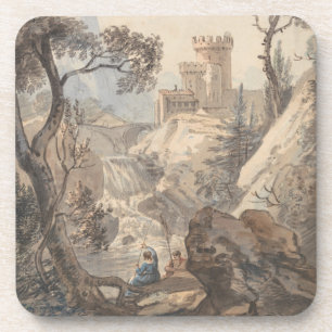 Italienische Landschaft mit Burg - Paul Sandby Getränkeuntersetzer